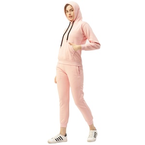 Conjunto de joggers con capucha y logotipo personalizado para mujer, sudadera de lana con cremallera ecológica de invierno, pantalones de chándal deportivos informales, chándales de maternidad - Product Image 3