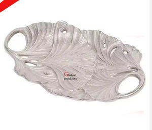 Plato de servicio de aluminio y metal con acabado plateado más vendido para restaurante y bar de hotel - Product Image 2