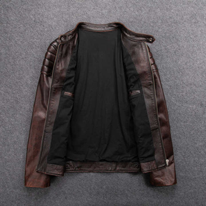 Chaqueta de cuero personalizada para hombre, chaqueta de cuero de talla grande de piel de oveja auténtica 2025 - Product Image 3