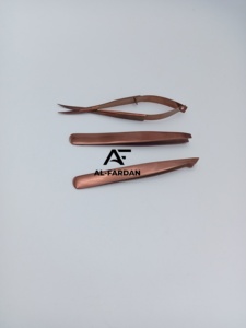Pince à épiler couleur or rose avec lame affûtée, ciseaux à ressort, pointe inclinée, pointe carrée, logo personnalisé, pour l'épilation des sourcils - Product Image 6