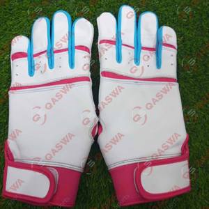 Lo último en guantes de bateo de béisbol de color blanco, rosa y azul con puño corto, guantes de bateo de béisbol de cuero de vaca de alta calidad - Product Image 3