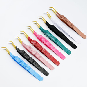 Top Rated 45° Nano Grip Lash Tweezers Gold Tip Eyelash Extension Tweezer Lightweight Diamond Grip Precision Tool - Product Image 1