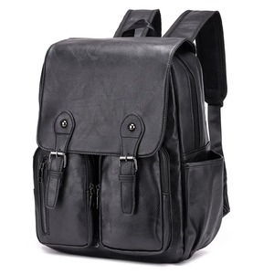 Mochila tecnológica de cuero para hombre de primera calidad, cierre de cremallera, puerto de carga resistente al agua, bolsillo antirrobo, marca OEM personalizada - Product Image 1