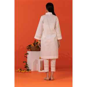 Chemise en coton cambric brodée à manches trois-quarts et pantalon teint - KST-43094 - Product Image 3