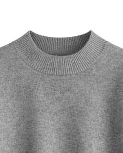 Ensemble pull et pantalon large en tricot à blocs de couleur pour femmes, pull doux d'hiver avec pantalon à taille élastique, gris noir - Product Image 4