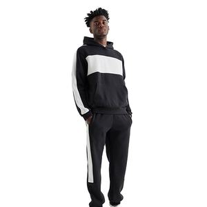 เสื้อผ้าฝ้ายเฟรนช์เทอร์รี่สำหรับฤดูหนาว ชุดลำลองอุ่นสบาย ดีไซน์แผงต่อผ้า ขายดี 380 กรัม รับสกรีนโลโก้ เสื้อพูลโอเวอร์แทรคสูทสำหรับผู้ชาย - Product Image 3