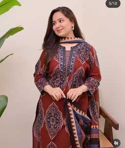 Ensemble de costumes pour femmes en coton traditionnel et Chanderi de qualité supérieure Robe ethnique artisanale pour occasion à vendre - Product Image 3