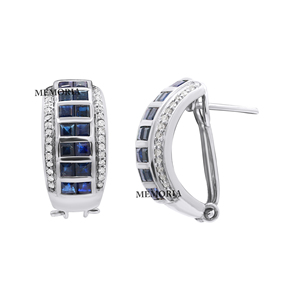 Precious Natural Blue Sapphire Gemstone 925 <b>Solid</b> Sterling <b>Silver</b> Handmade Vintage for Certified Bezel Setting Women <b>Earrings</b> - Product Image 4