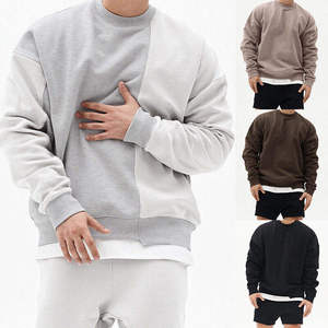 Sweat surdimensionné uni pour hommes Sweat à capuche à col rond en coton épais Pull ample Streetwear Wear - Product Image 5