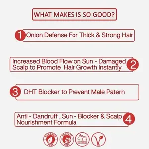 Suero Estimulante del Crecimiento del Cabello de Cebolla de Marca Privada para el Control de la Caída del Cabello, Crecimiento del Cabello y Reparación del Cuero Cabelludo, Proveedor Mayorista a Granel OEM - Product Image 3