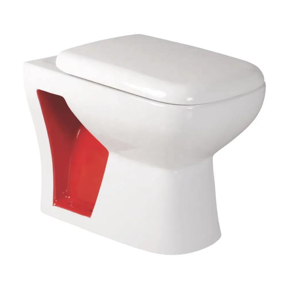 American UK Standard Square Shape EWC S/P Trap Bathroom Commode Toilet European Water Closet Seat Square Shape Double Color Pan