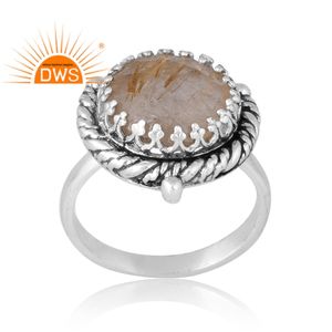 Dernière vente Bague en argent sterling 925B naturel doré avec pierres précieuses Rutile Bijoux personnalisés pour femme Cadeau pour elle - Product Image 1