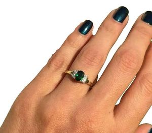 Womens <b>Ring</b> Natural Emerald & CZ Gemstone May Birthstone Minimalist <b>Dainty</b> Anniversary Handmade Jewelry 925 Sterling Silver <b>Ring</b> - Product Image 1