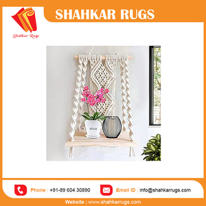 Macramé bohemio grande hecho a mano, colgante de pared, diseño nórdico, cuerda de algodón, madera tejida con vidrio para decoración del hogar, almacenamiento o regalos - Product Image 2