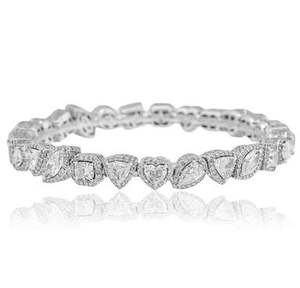 <b>14k</b> White <b>Gold</b> MULTI SHAPE DIAMOND <b>BRACELET</b> and Moissanite Luxury Charm <b>Bracelet</b> - Product Image 3