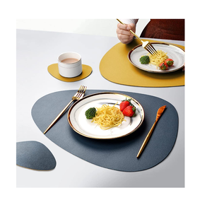Table Decor Washable Irregular <b>Faux</b> <b>Leather</b> <b>Placemats</b> Heat Resistant Plates Mats Luxury Design Customize Size - Product Image 2