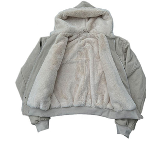 Sudadera con capucha con cremallera forrada polar de Sherpa pesado de invierno pesado personalizada fabricantes de ropa de lana suave y gruesa para hombre sudaderas con capucha - Product Image 4