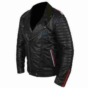 Chaquetas de bombardero Chaquetas de cuero con diamantes de imitación Apliques personalizados Bordado Premium Hombres Cuero genuino para hombres Chaqueta de invierno - Product Image 2