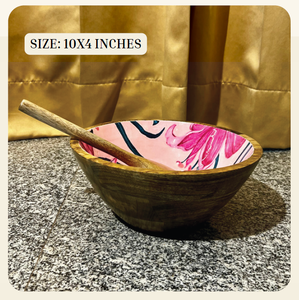 ชามไม้สำหรับสลัดที่ทำด้วยมือทนทานเครื่องครัวงานฝีมือแบบอินเดียและของสะสมอาหารงานหัตถกรรมอินน์ออกแบบเป็นวงกลม - Product Image 5