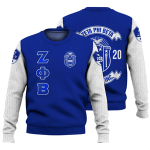 Zeta Phi Beta pull 1920 ZPhiB sororité tricot bleu blanc Chenille broderie vie grecque divine neuf vêtements de sororité - Product Image 3