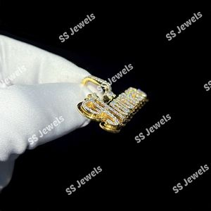 Custom VVS1 Moissanite Diamond <b>Name</b> Pendant 925 <b>Silver</b> Cursive Letter Stylish Hip Hop Style Perfect Anniversary Gift - Product Image 4