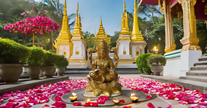 Laxmi sentado en Lotus hecho a mano diseño moderno estatua de latón escultura religiosa india para el hogar Oficina o decoración del templo - Product Image 4