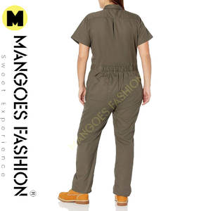 Overol de Trabajo de Seguridad de Manga Corta Flexible para Mujer, Talla Grande, Color Verde Musgo, ANSI Clase 1, Impermeable, Tela de Algodón-Poliéster-Seda - Product Image 2