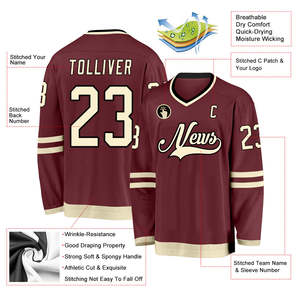 เสื้อฮอกกี้น้ำแข็งชายแบบสั่งทำพิเศษ พิมพ์ลายแบบ Sublimation ผ้าตาข่าย ชุดทีมแข่งขัน ขายส่ง เสื้อกีฬาโพลีเอสเตอร์ - Product Image 2