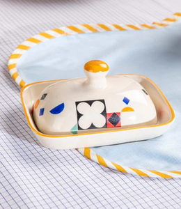 จานเนยเซรามิกลายดอกไม้หลากสีพร้อมลูกบิดลายจุดสีดำเป็นการตกแต่งที่สนุกสนานมีจำหน่ายในราคาขายส่ง - Product Image 4