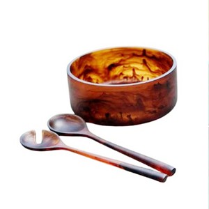 Bol de service rond en résine, orange foncé et noir, brillant, fait à la main, vaisselle décorative pour la cuisine, écologique, d'origine indienne - Product Image 6
