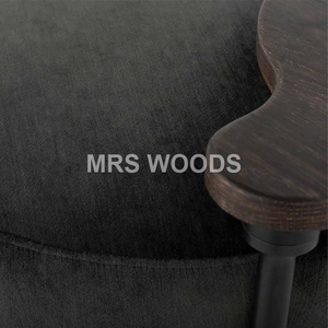 MRS WOODS Ottoman en velours <span class=keywords><strong>noir</strong></span> tabouret ottoman moderne en <span class=keywords><strong>bois</strong></span> <span class=keywords><strong>plateau</strong></span> supérieur canapé banc tabouret d'extrémité de lit salon - Product Image 2