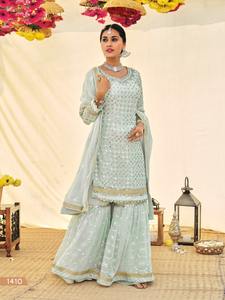 Nuevo diseñador moderno Georgette Salwar Kameez tela de imitación pesada con bordado de secuencia trabajo bodas proveedor indio tarifas baratas - Product Image 2