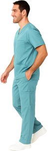 Traje profesional para hombre con pantalones de cintura ajustable y top de manga corta para uso en hospitales y laboratorios - Product Image 3