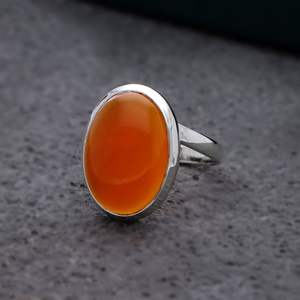 Bague en cornaline naturelle 7-9 carats Orange Gemstone 925 Sterling Silver Rhodium Plated Women's Jewelry Wedding Party Anniversaries - Product Image 2