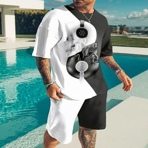 2-Piece <b>Set</b> <b>Short</b> Sleeve T Shirts <b>Shorts</b> <b>Set</b> <b>Tops</b> <b>Mens</b> Summer Outfit Sweatsuit - Product Image 1