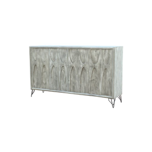 Buffet à 4 portes en bois de manguier massif avec base en fer et métal de finition noire pour style industriel moderne - Product Image 2