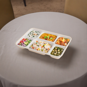 Platos Desechables Ecológicos y Compostables de Bagazo de Caña de Azúcar, Cuadrados, con 6 Compartimentos, para Cafeterías, Niños y Comidas de Oficina - Product Image 5