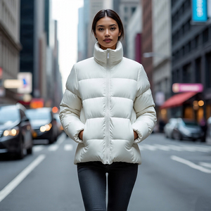 Chaquetas acolchadas con cremallera de punto de gran tamaño para mujer, holgadas, cálidas, de invierno, de manga larga, con capucha, acolchadas, a prueba de viento y transpirables - Product Image 2