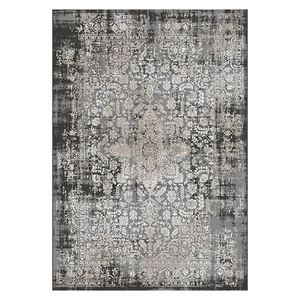 Tapis de salon LXDP-1015 gris argenté traditionnel oriental imprimé numériquement, lavable en machine, en chenille, antidérapant, vente en gros - Product Image 1