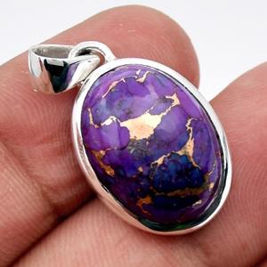 Pendentif de pierres précieuses tendance Turquoise violette 925 pendentif de bijoux fins en argent Sterling avec 925 bijoux de pendentif en argent de timbre - Product Image 4