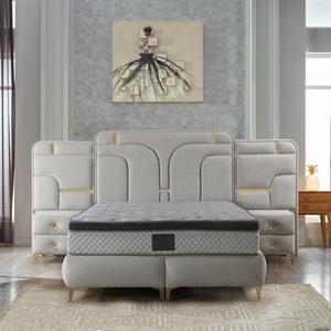 Ensemble de lit turc élégant Mabelia avec base de rangement hydraulique, design moderne, tête de lit en tissu doux, ressorts ensachés de soutien, qualité hôtelière - Product Image 2