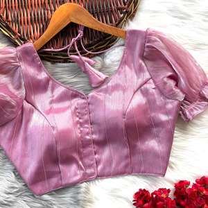 Blusa moderna de verano de Zimi Chu Slub Strach Fabric con hermoso nudo frontal patrón abierto estilo formal listo para usar - Product Image 5