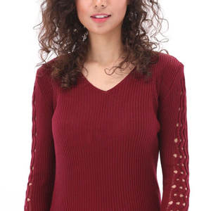 Chandails à col en V pour femmes, coupe-vent et à la mode, manches de longueur régulière - Product Image 5