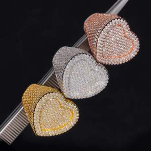 Pass Diamond Tester Iced Out Bague pour homme VVS Moissanite Bague en forme de cœur en diamant pour homme - Product Image 1