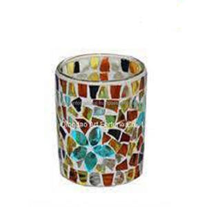 Modern Custom Logo Wedding Home Decor Glass Tealight Holder Handmade Metal Inset Easter INS Style With Printed Design - Product Image 6