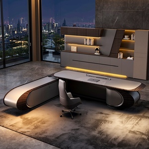 Design CEO Modern Executive L Shaped <b>Large</b> <b>Desk</b> Durable Assemble High Gloss Paint Wood Office Manager Computer Workstation Table - Product Image 5