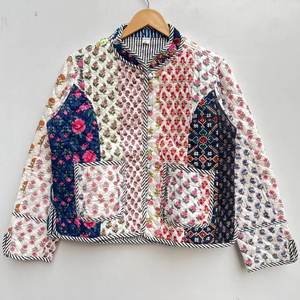 Chaqueta de retazos de algodón acolchado Burfi Unisex hecha a mano India nueva llegada abrigo de invierno botón decoración ganchillo transpirable - Product Image 1