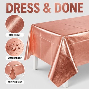 Disposable Party <b>Tablecloth</b> 54x108 Inch PE Waterproof <b>Rectangle</b> Table Cover for Birthday Wedding Party Decoration - Product Image 4