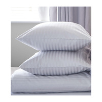Ensemble de literie de haute qualité 100% coton rayé turc Satin hôtel Textile blanc 4 pièces housse de couette drap de lit taie d'oreiller