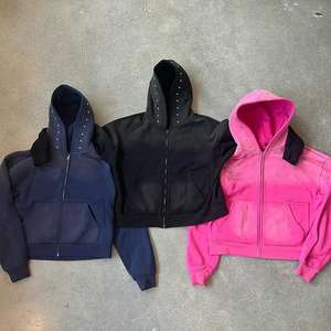 Fabricant de sweats à capuche Streetwear fermeture éclair coton éponge française sweat à capuche vintage surdimensionné - Product Image 4